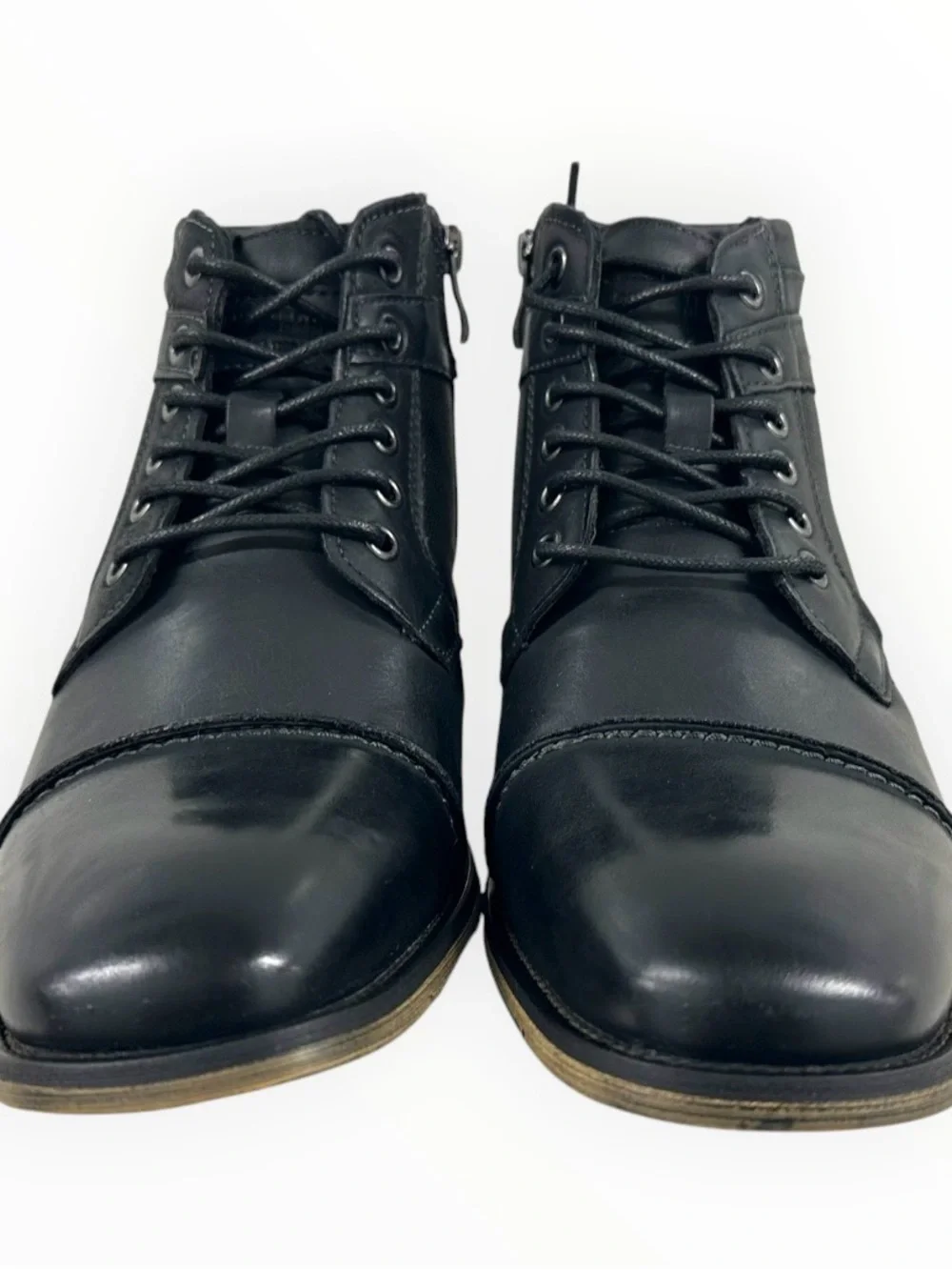 Steve Madden Jotter Men’s Black Leather Cap Toe Ankle Boots Size 10 New Box